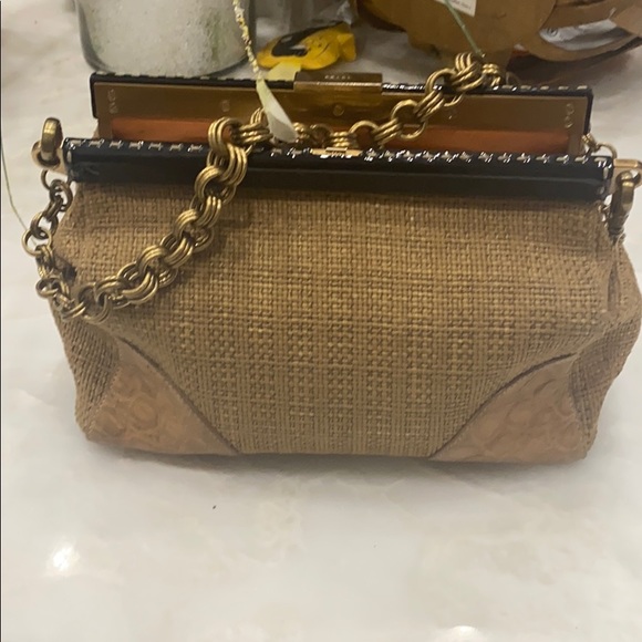 Prada Tan/Gold Paglia Coco Frame Gold chain strap - Picture 10 of 11